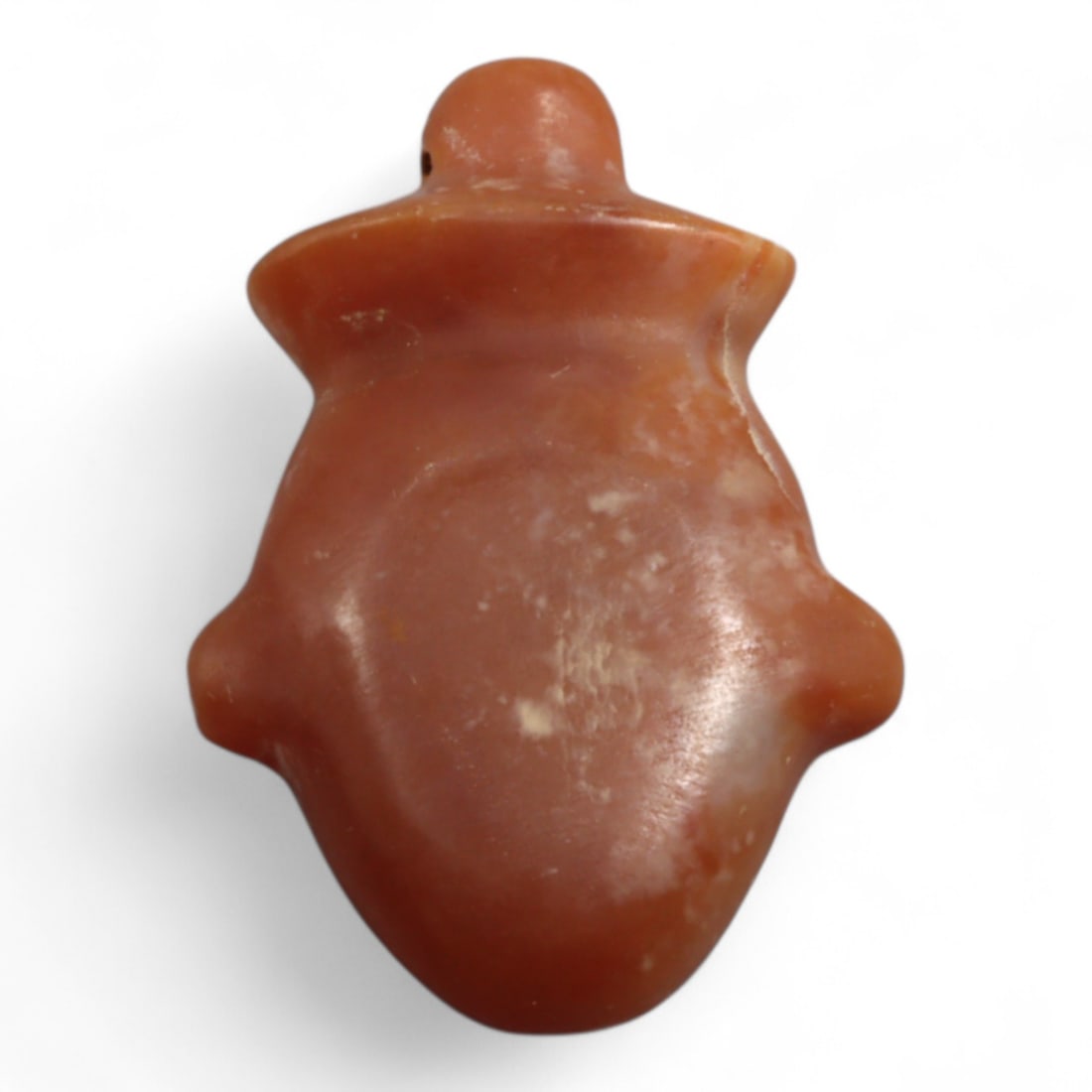 Ancient Coptic Egyptian Carnelian Heart Amulet, c. 4th-7th Century CE, 2.4cm, 4g: This finely shaped amulet, carved from warm reddish-orange carnelian, measures 4.2 cm and weighs 4.2 grams. Originating from Coptic Egypt during the 4th-7th centuries CE, it represents the enduring sp
