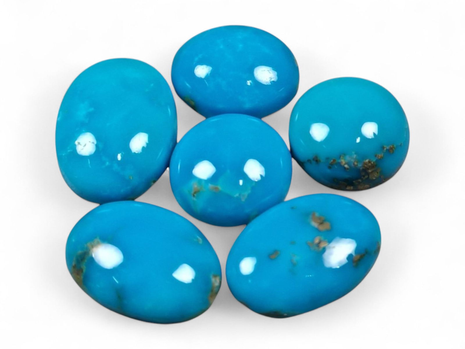 28.39 Carats Vibrant Sky Blue Turquoise Cabochon Lot - Natural Sleeping Beauty Type Stones (1 of 1)