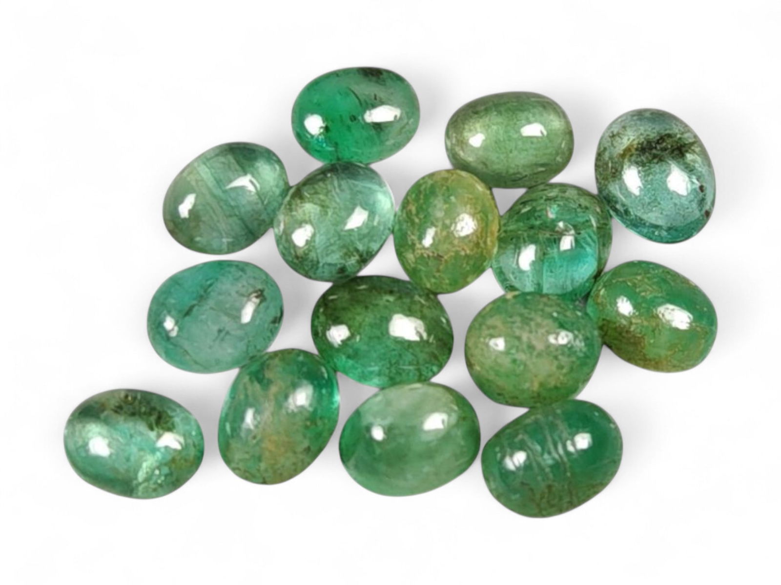 5.40 Carats Vivid Green Emerald Cabochon Lot - Natural Zambian Stones (1 of 2)
