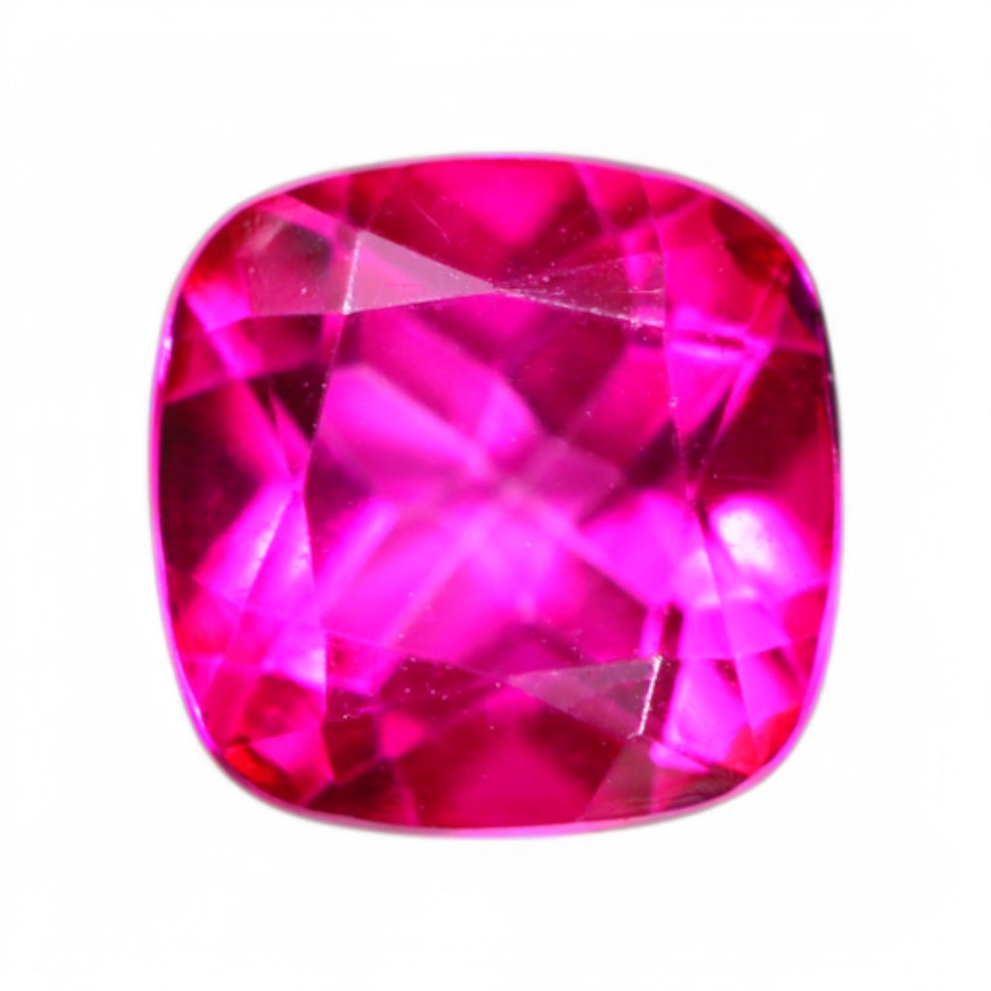 3.77 Carats Vivid Pink Topaz Cushion - Natural Brazilian Stone: This striking pink topaz radiates with exceptional brilliance and lively saturation, displaying a vivid magenta-pink hue that captures light with captivating sparkle. Measuring approximately 9x8.8x5.8