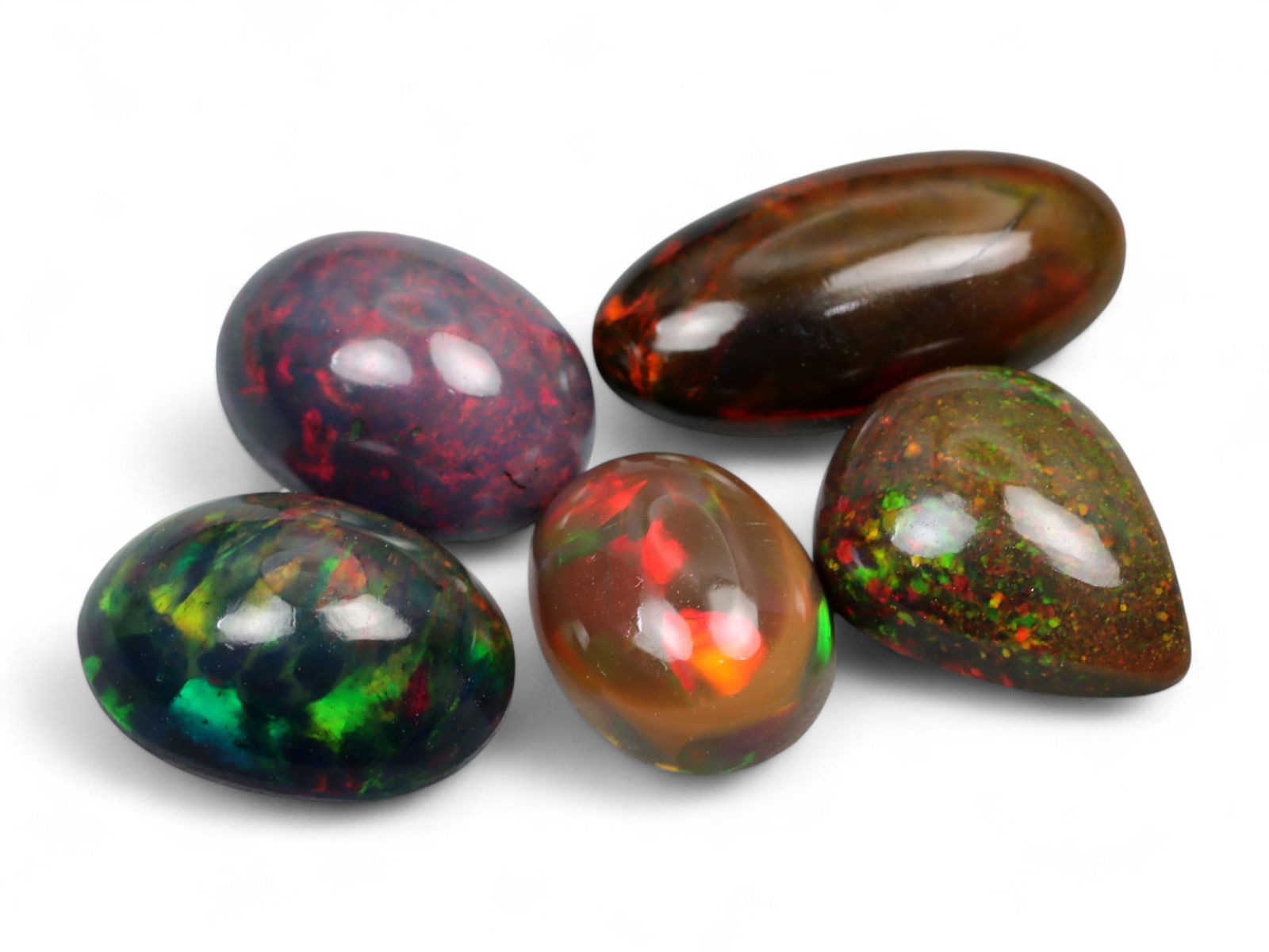 7.15 Carats Dark Fire Opal Cabochon Selection - Natural Ethiopian Stones (1 of 1)