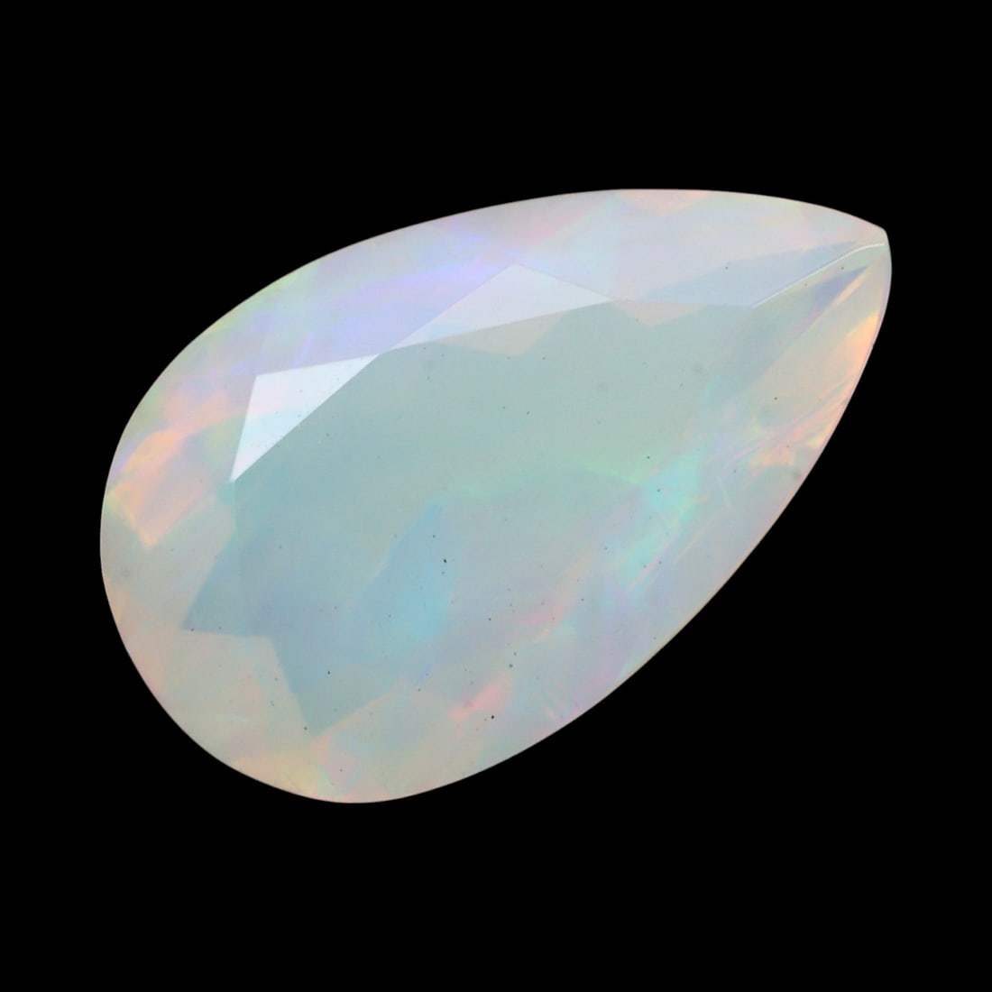 2.22 Carats Faceted Welo Opal - Natural Ethiopian Stone: This graceful 13.1x8x5.4 mm Ethiopian opal radiates a soft yet vibrant play-of-color, with hues of green, orange, and rose blending harmoniously beneath its faceted surface. The gem displays a fluid m
