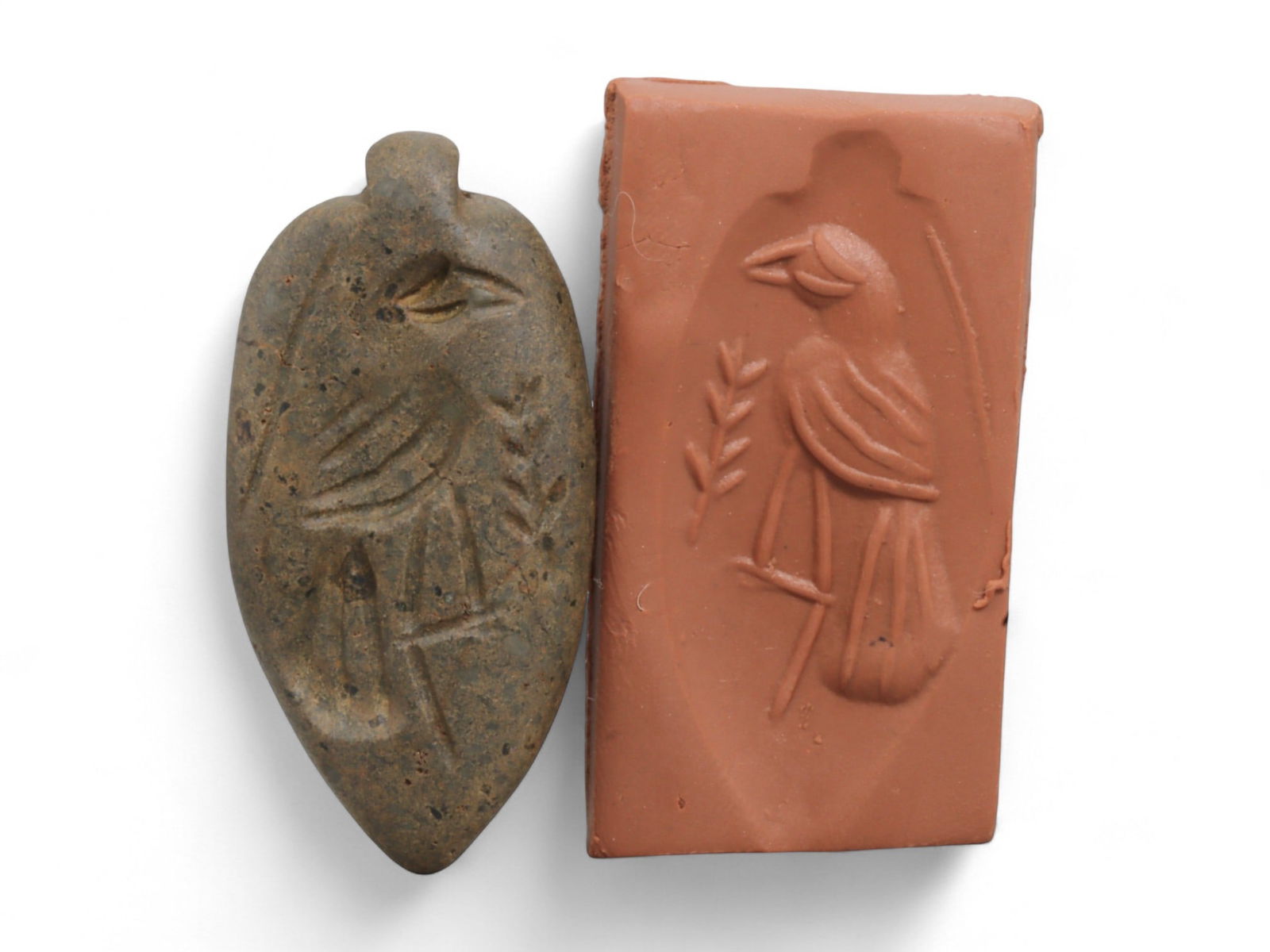 Ancient Near Eastern Relief Amulet Pendant Talisman, c. 2nd-5th Century CE, 4.5cm: This finely crafted ancient amulet pendant, designed for wear as a personal talisman. The engraved surface bears a carefully incised design, clearly visible when pressed into clay, illustrating its du