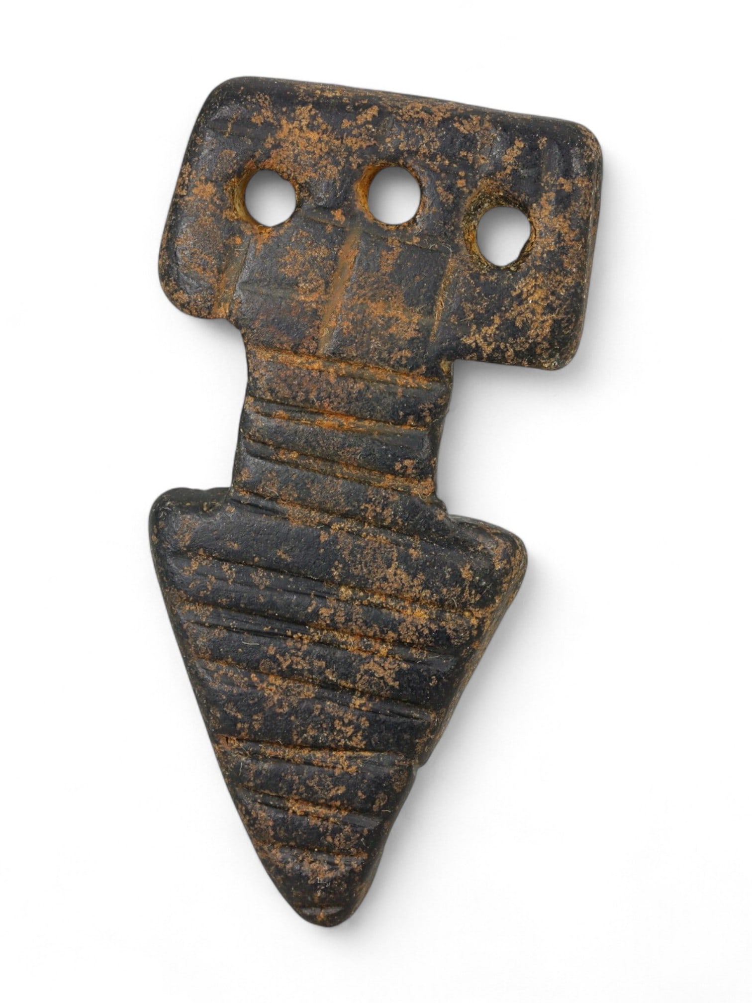 Ancient Near Eastern Relief Amulet Pendant Talisman, c. 2nd-5th Century CE, 5cm: This finely crafted ancient amulet pendant, designed for wear as a personal talisman. The engraved surface bears a carefully incised design, clearly visible when pressed into clay, illustrating its du