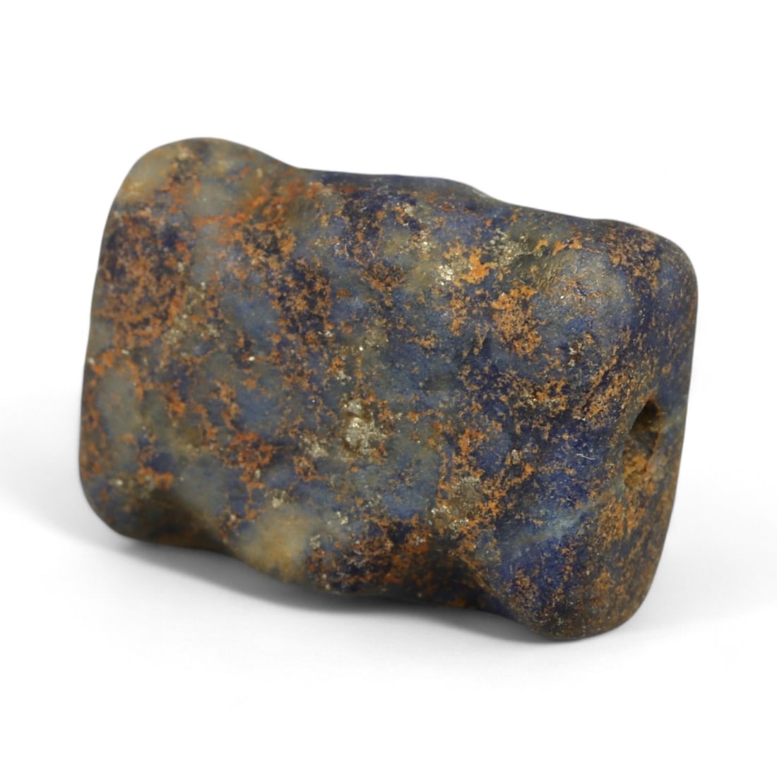 Ancient Mesopotamian Lapis Lazuli Bead, c. 2nd-1st Millennium BCE, 1.5cm: This ancient lapis lazuli bead, dating to the 2nd-1st millennium BCE, originates from the cradle of civilization in Mesopotamia, a region celebrated for its pioneering artistry and long-standing trade