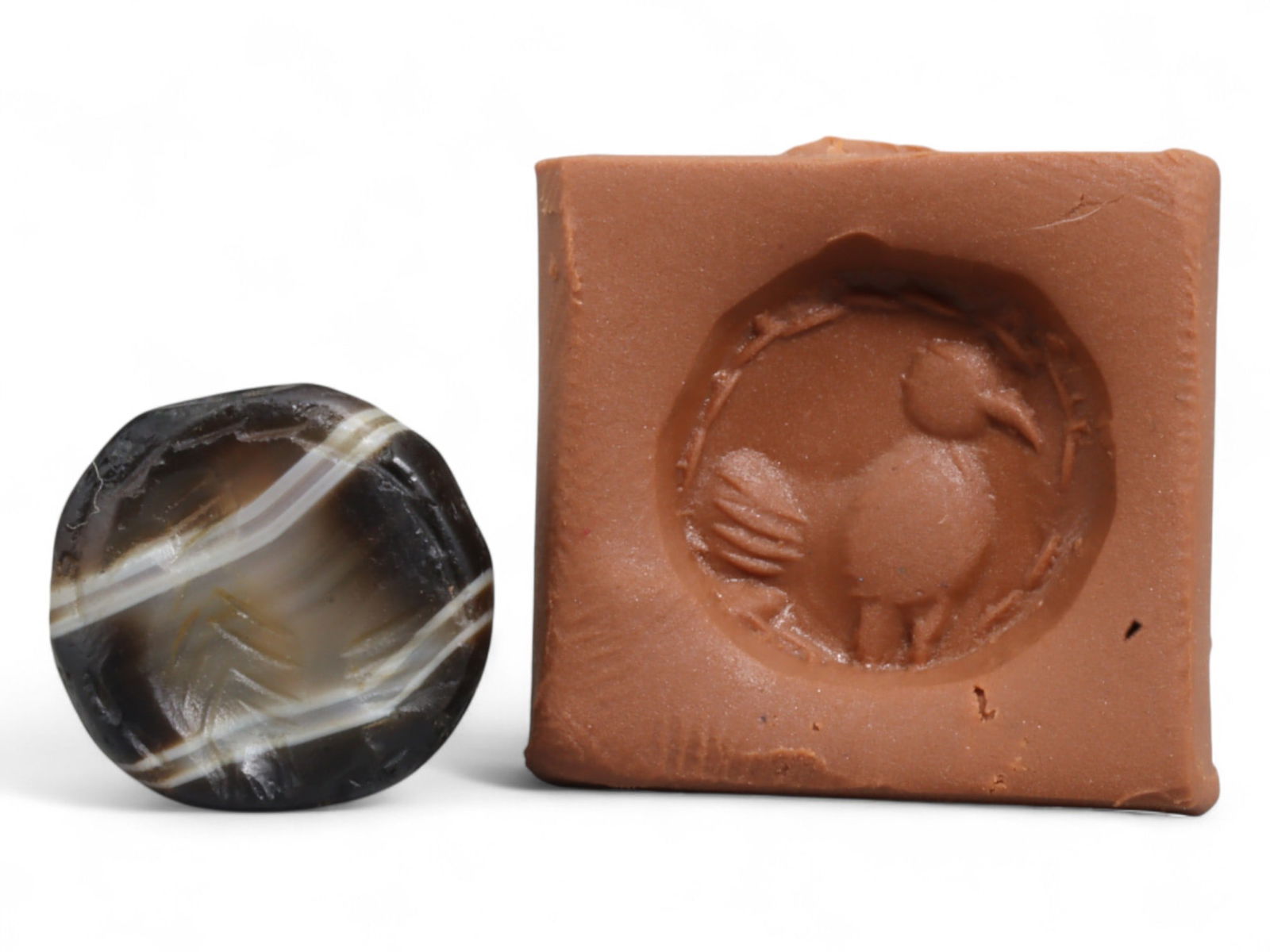 Ancient Parthian-Roman Banded Agate Hemispherical Stamp Seal, c. 1st-3rd Century CE, 1.1cm, 2g (1 of 3)