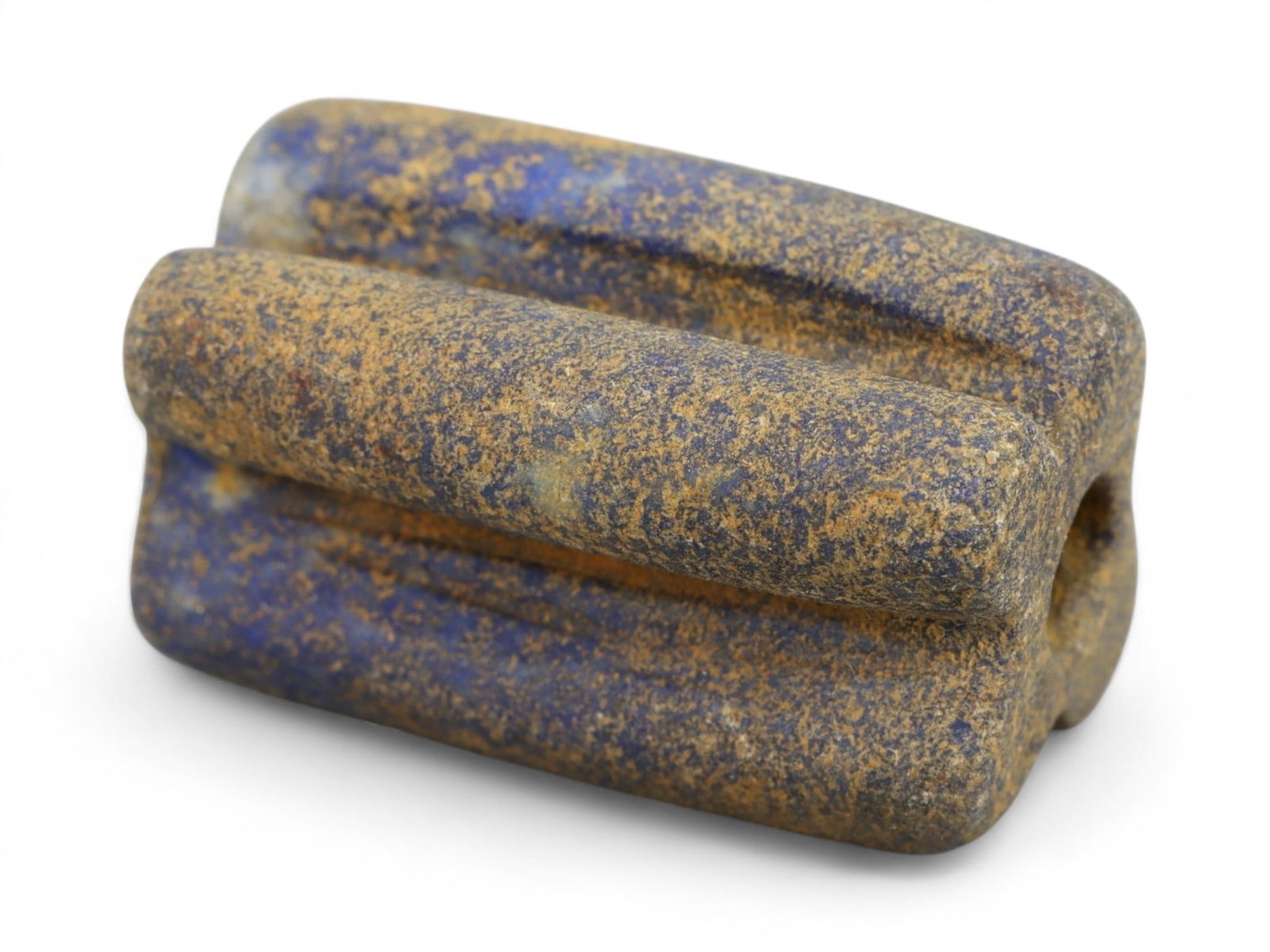 Ancient Mesopotamian Lapis Lazuli Bead, c. 2nd-1st Millennium BCE, 2cm: This ancient lapis lazuli bead, dating to the 2nd-1st millennium BCE, originates from the cradle of civilization in Mesopotamia, a region celebrated for its pioneering artistry and long-standing trade