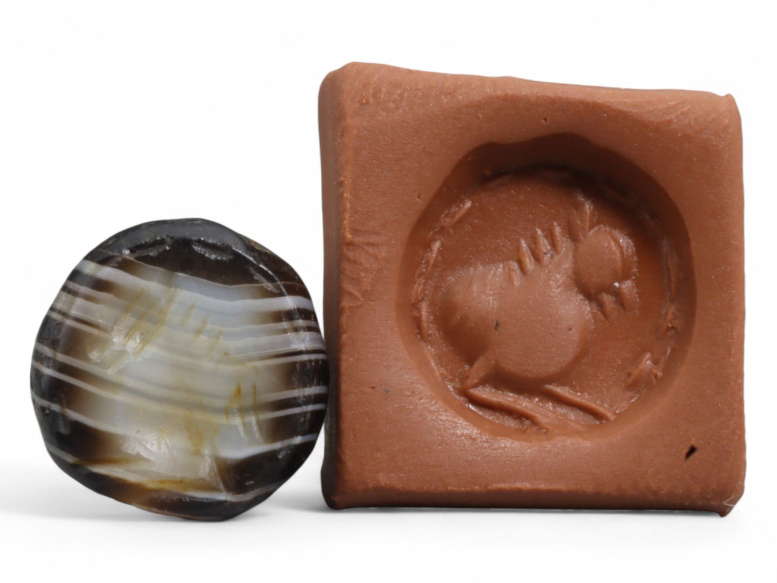 Ancient Parthian-Roman Banded Agate Hemispherical Stamp Seal, c. 1st-3rd Century CE, 1.1cm, 2g (1 of 3)