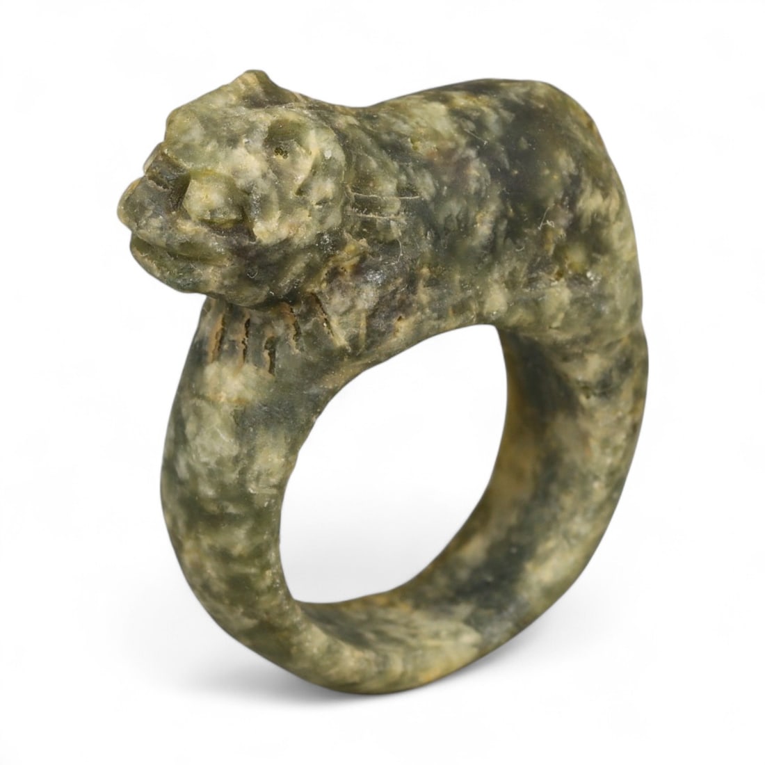 Ancient Parthian Feline Guardian Carved Stone Ring, c. 2nd-3rd Century CE, 3.5cm: This impressive carved stone ring originates from the Parthian Empire, a dynasty that thrived in Iran from 247 BCE to 224 CE. The Parthians were known for their synthesis of Hellenistic, Persian, and