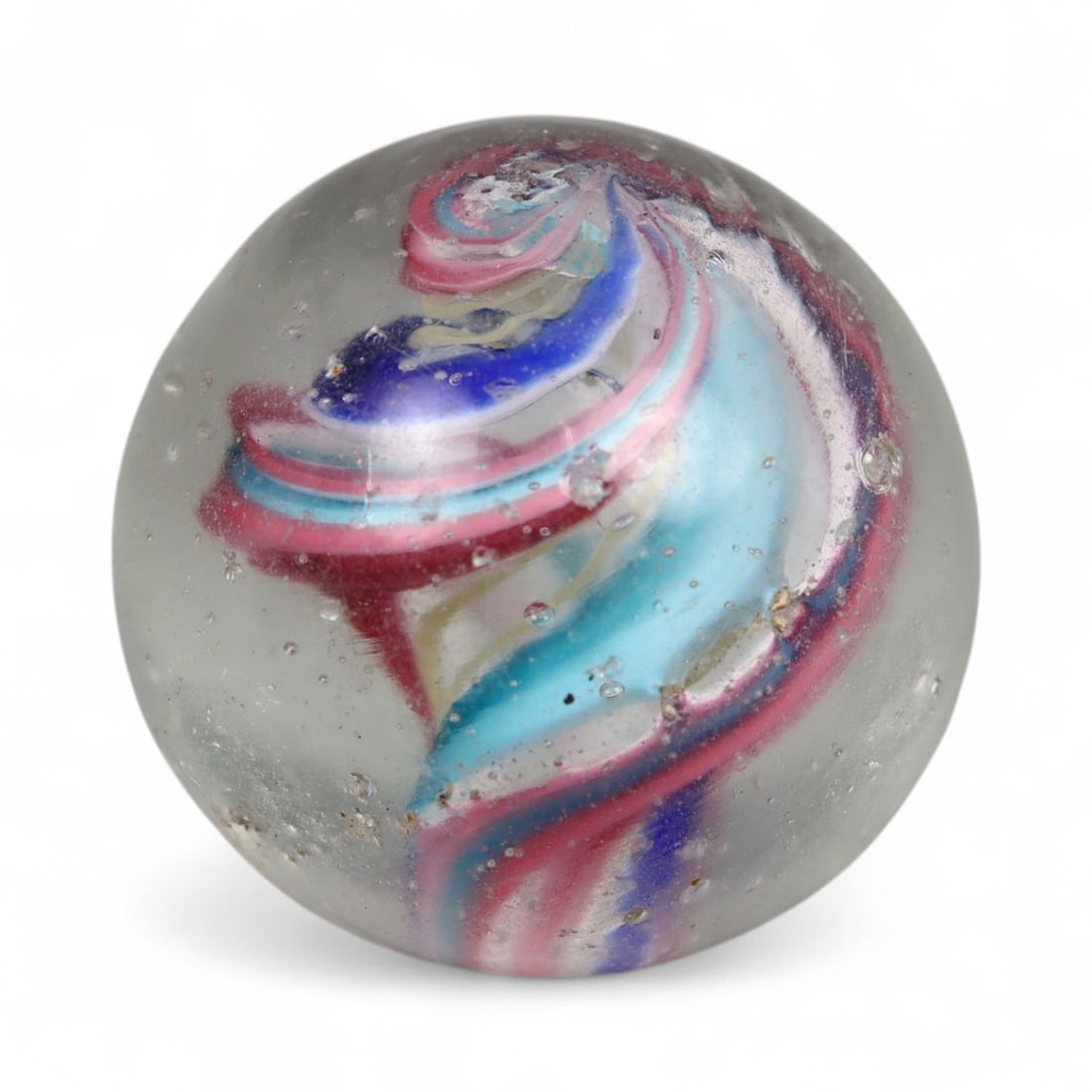 Vintage German Handmade Glass Swirl Marble, c. Early-Mid 20th Century, 15 mm: This vintage German handmade glass marble represents the golden era of European glass artistry, where precision craftsmanship and vibrant color blending elevated even simple play objects into collecti