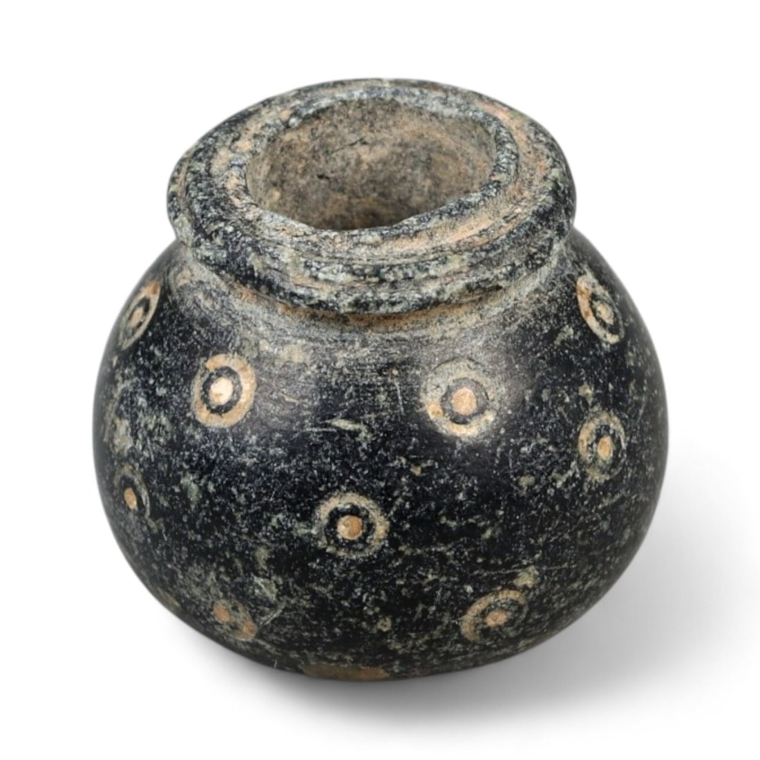 Ancient Medieval Nishapur Silk Road Bone Spindle Whorl, c. 9th-11th Century CE, 1.6cm: This finely carved spindle whorl originates from Nishapur, an important Silk Road city in medieval northeastern Iran, dating to approximately the 9th-11th century CE. Such spindle whorls were essentia