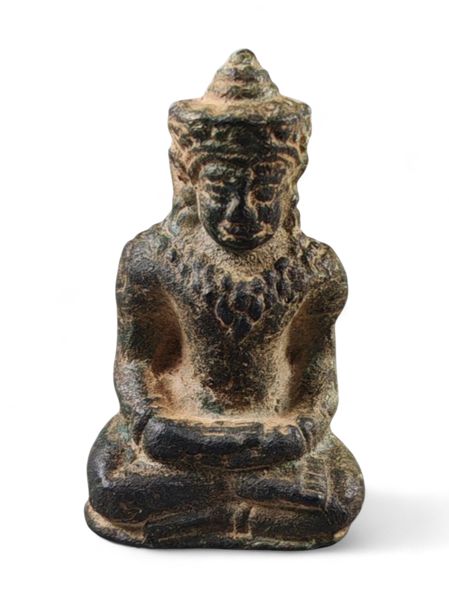 Antique Thai Rattanakosin Bronze Buddha Amulet Figurine, c. 19th-20th Century, 4cm (1 of 2)
