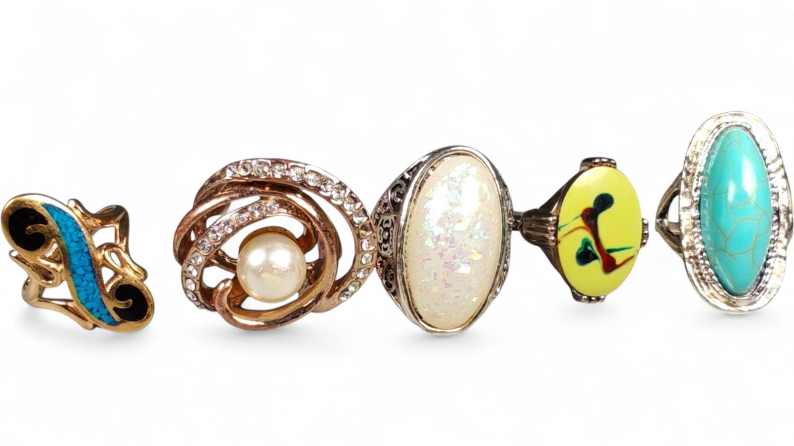 Lot of 5 Vintage and Contemporary Fashion Ring Lot, c. 20th-21st Century (1 of 2)