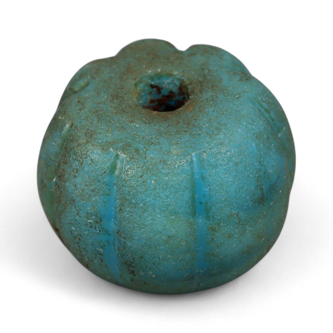 Antique Chinese Qing Dynasty Glass Melon Bead, c. 19th-20th Century CE, 1.8cm (1 of 2)