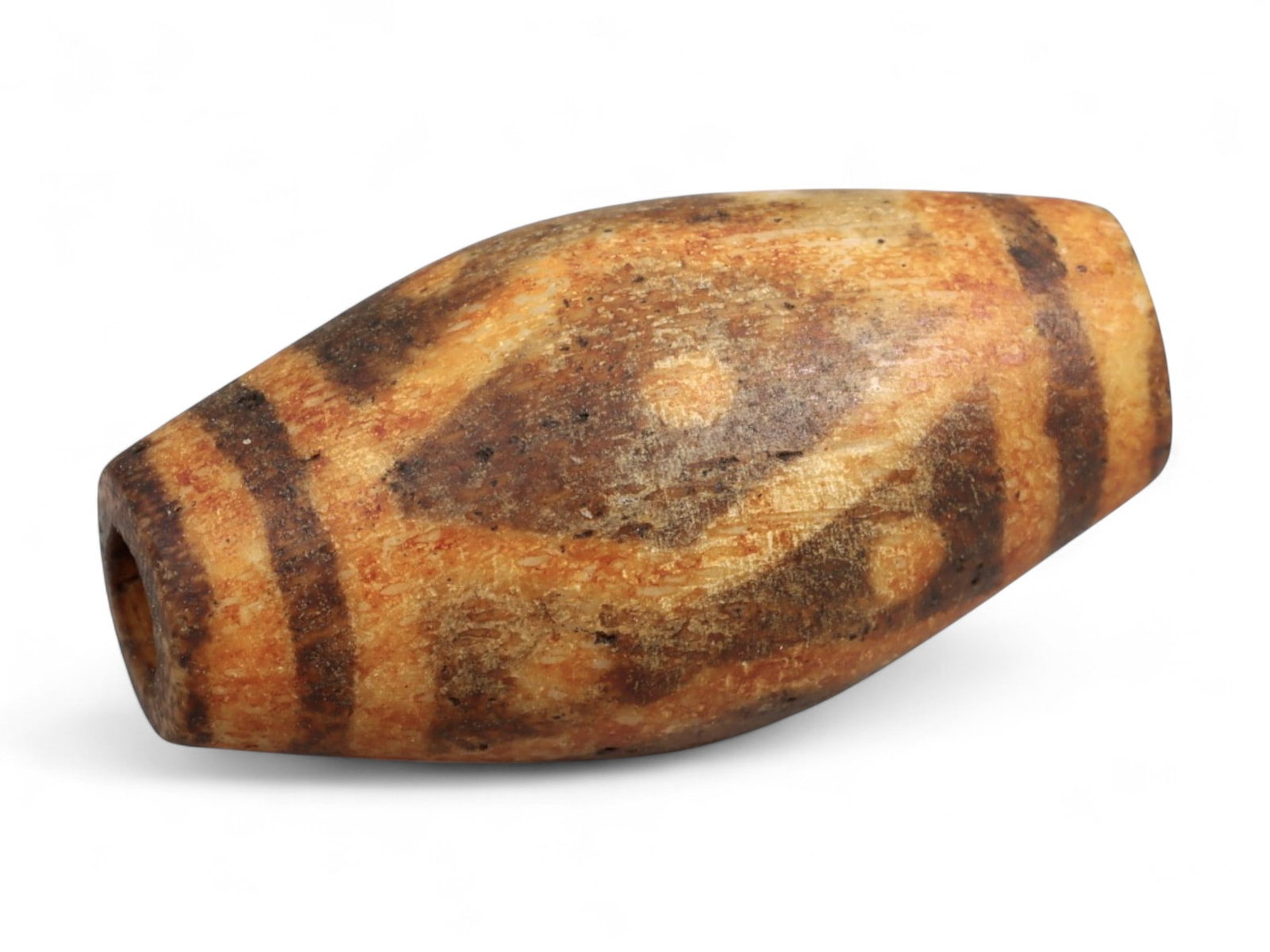 Ancient Pyu Pumtek Etched Stone Bead, c. 4th-9th Century CE, 2.1cm: This ancient etched stone bead originates from the Pyu city-states of Burma (modern-day Myanmar), dating between the 4th and 9th centuries CE. Known as "pumtek," these beads are among the most fascina