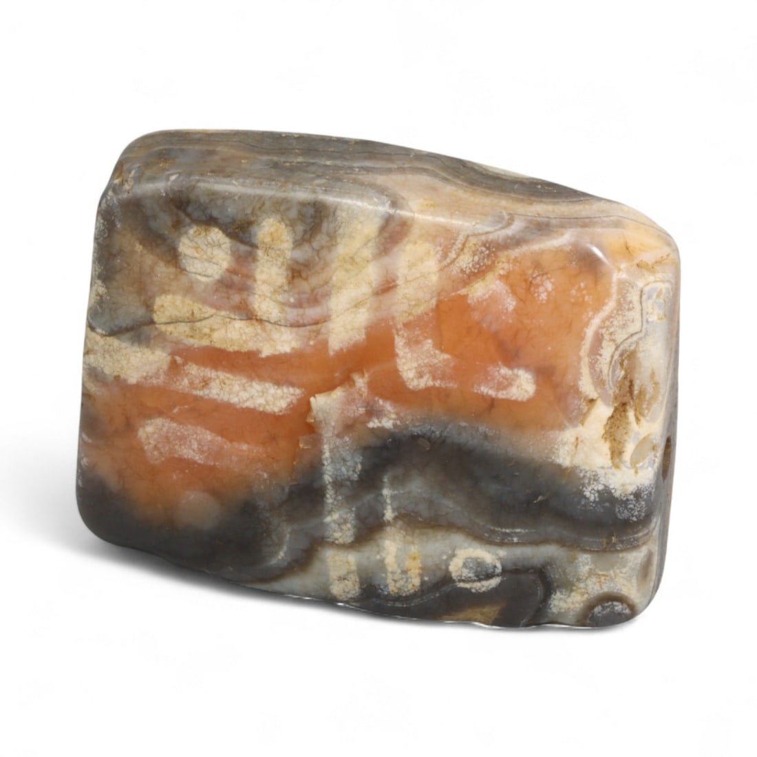 Ancient Silk Road Indo-Himalayan Etched Carnelian Bead, c. 8th-12th Century CE, 2.6cm (1 of 2)