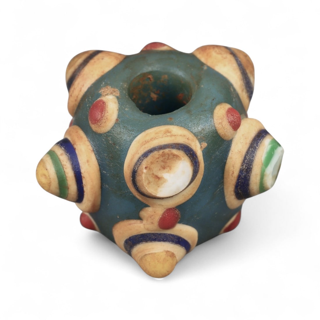 Ancient Western Asiatic Polychrome Node-Eye Glass Bead, c. 4th-2nd Century BCE, 2cm (1 of 2)
