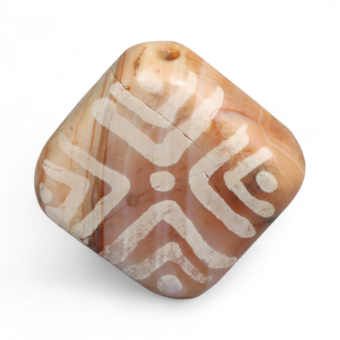 Ancient Silk Road Indo-Himalayan Etched Carnelian Bead, c. 8th-12th Century CE, 2.1cm (1 of 2)