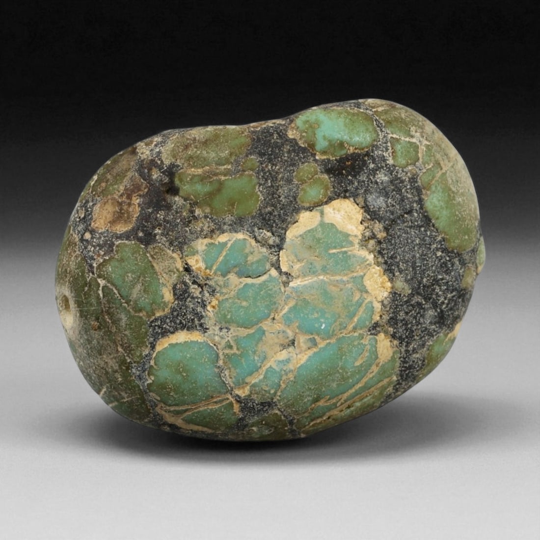 Antique Tibetan Mala Prayer Turquoise Amulet Bead, c. 18th-19th Century, 1.9cm, 4.4g (1 of 2)