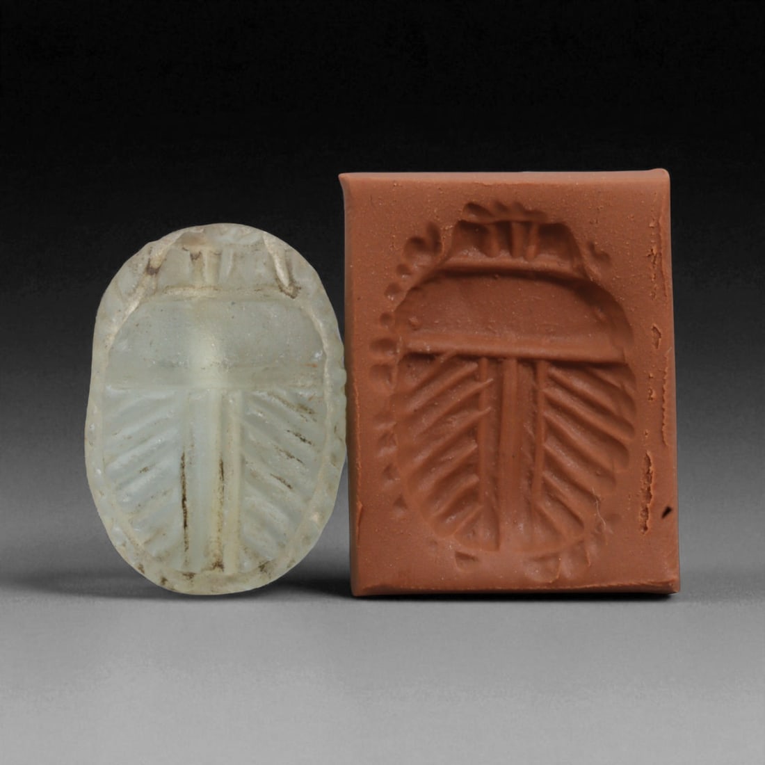 Ancient Seleucid Rock Crystal Scarab Stamp Seal, c. 3rd Century BCE, 6g (1 of 2)