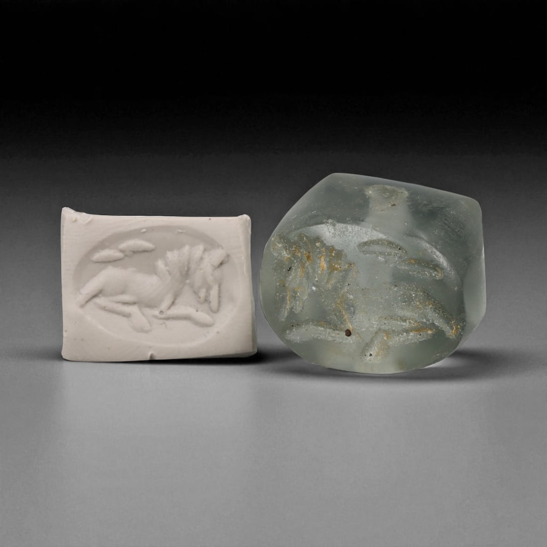 Ancient Parthian Intaglio Glass Stamp Seal, c. 2nd-1st Century BCE, 2cm, 7g (1 of 3)