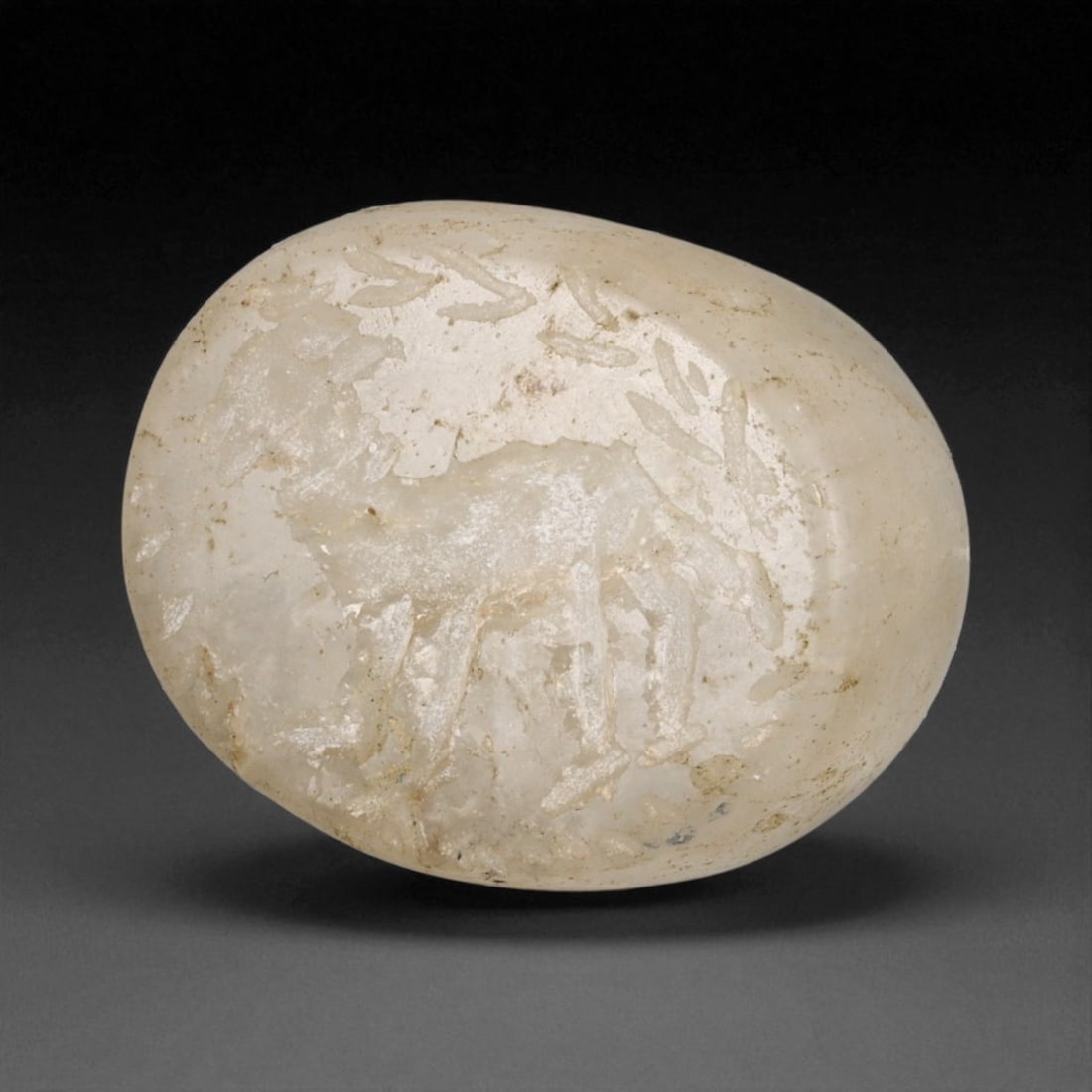 Ancient Near Eastern Dual Ibex Motif Rock Crystal Hemispherical Stamp Seal, 2nd Millennium BCE, 24g (1 of 3)