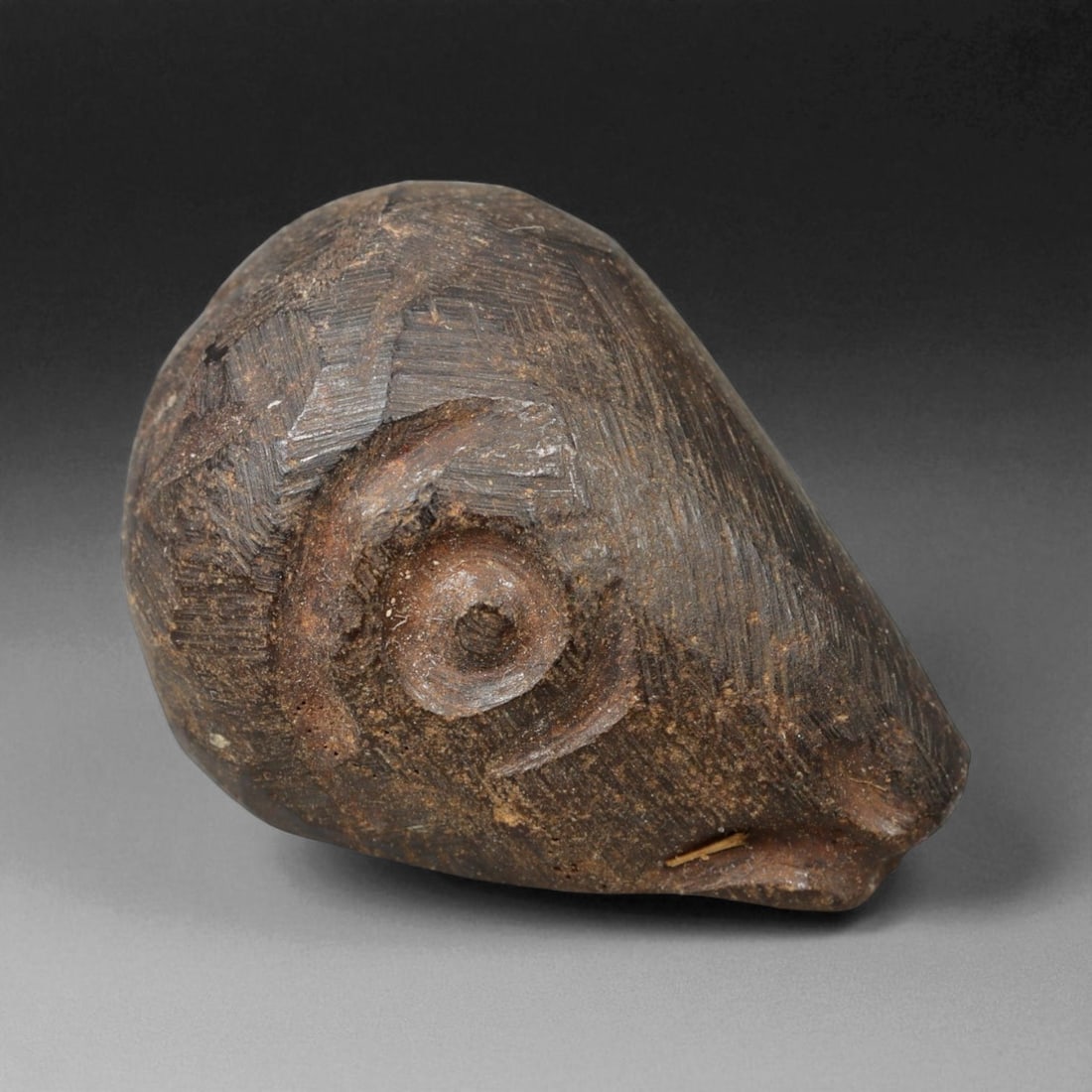 Ancient Near Eastern Ram Head Hematite Amulet Bead, c. 2nd Millennium BCE, 2.5cm, 15.1g (1 of 3)