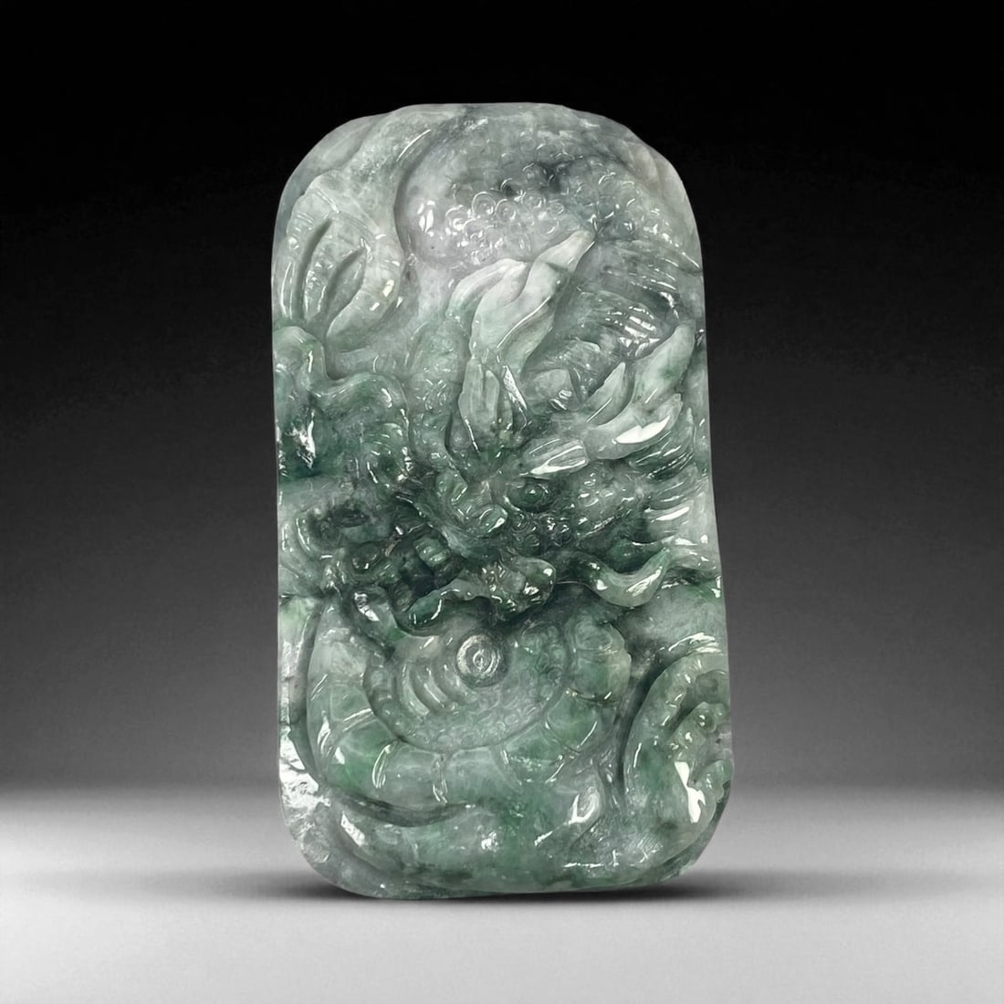 Vintage Chinese Jadeite Dragon and Pearl Pendant, c. Mid-20th Century, 6.5x3.5cm (1 of 2)