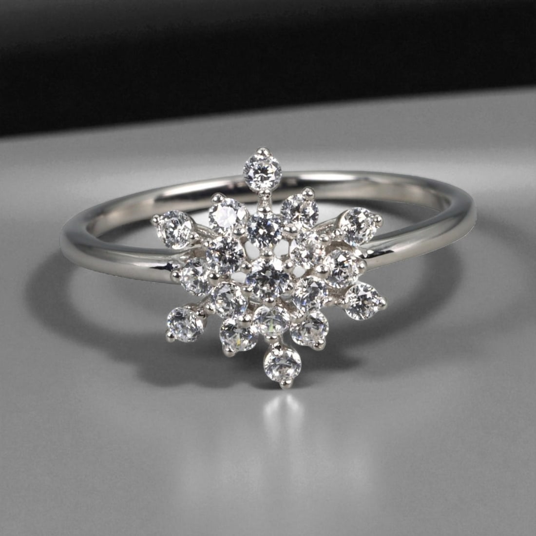 Snow Radiance Pattern 925 Silver Ring with Cubic Zirconia, 6.75 US (1 of 3)