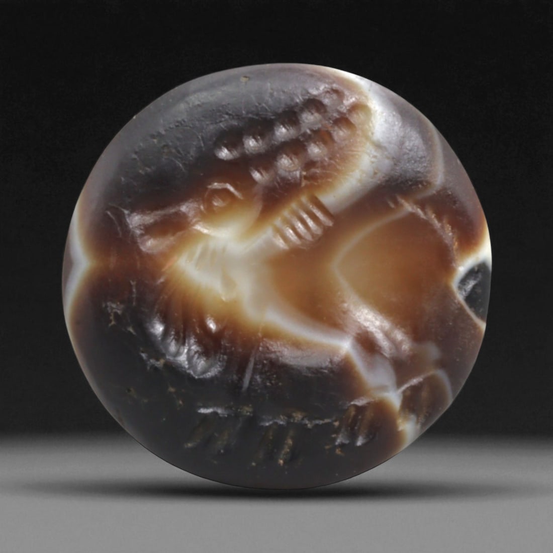Ancient Sasanian Banded Agate Stamp Seal with Ram, c. 3rd-6th Century CE 1g (1 of 3)