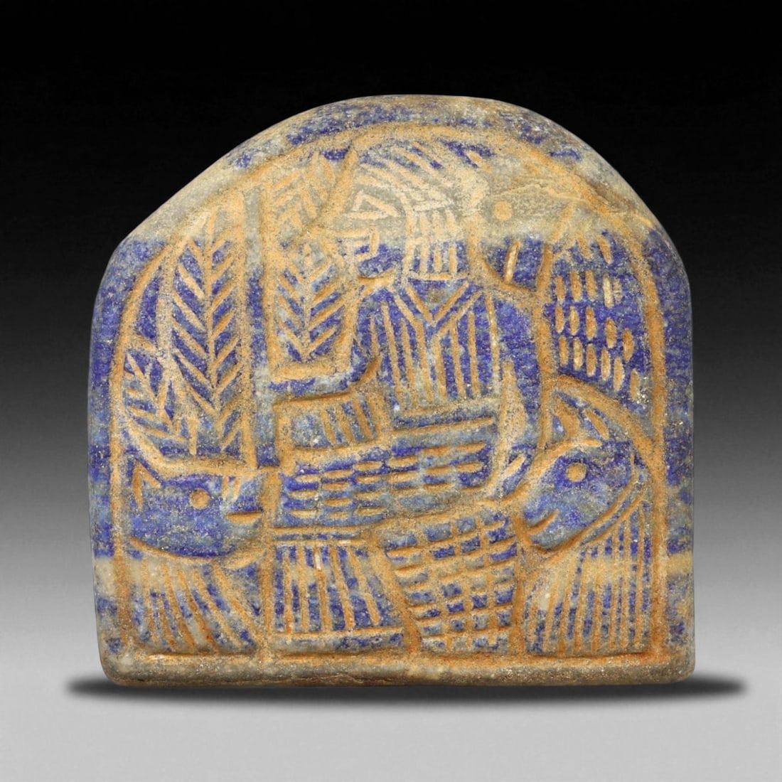 Antique Near Eastern Revival Lapis Lazuli Plaque Relief, c. 18th-19th Century 6.5 cm (1 of 2)