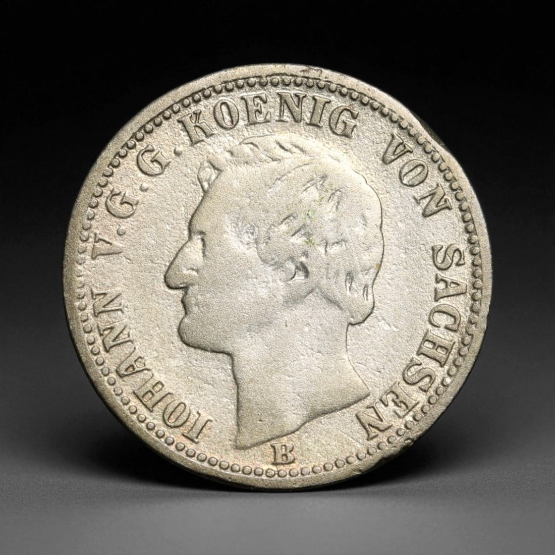 Antique Saxony Silver Thaler of Johann I, c. 1861, 23mm (1 of 2)