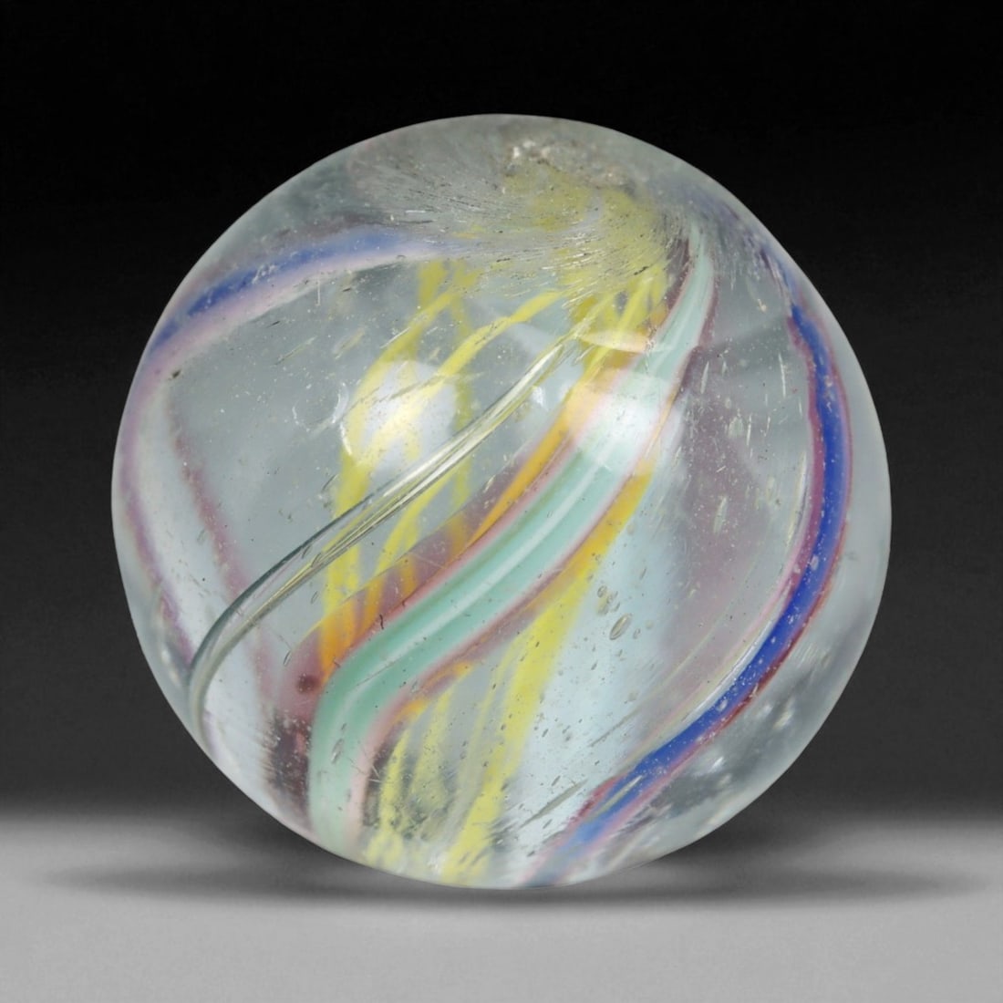 Vintage German Handmade Glass Swirl Marble, c. Early-Mid 20th Century, 15 mm (1 of 2)