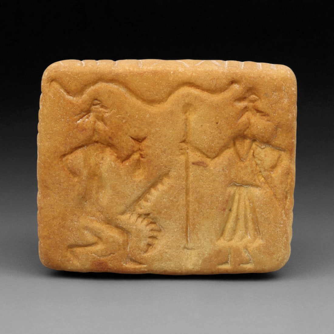 Ancient Akkadian Ritual Banquet Scene Stamp Seal, c. 2300-2100 BCE, 4.8cm (1 of 3)