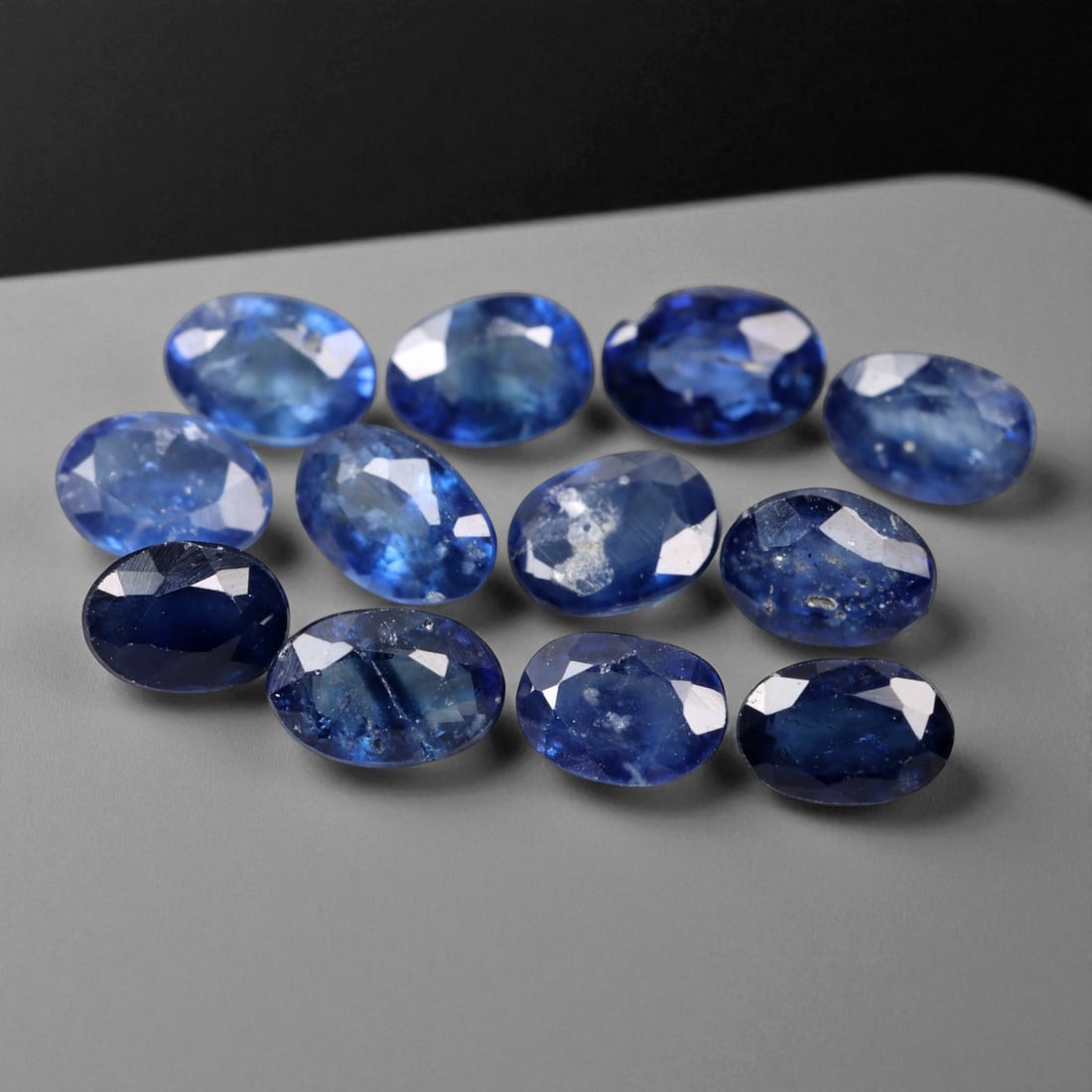2.71 Carats Royal Blue Sapphire Oval Lot - Natural Ceylon Stones: This captivating lot of oval-cut sapphires exhibits a deep royal blue color, rich and even, with flashes of lighter brilliance across the facets. Each stone, measuring approximately 3x2x2mm, is gracef