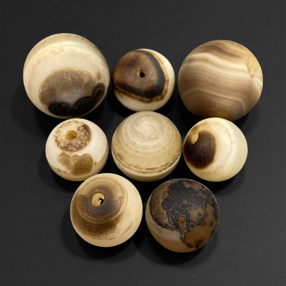 Antique Tibetan Agate and Banded Chalcedony Beads, c. 19th-Early 20th Century, 1.3-1.9cm (1 of 1)