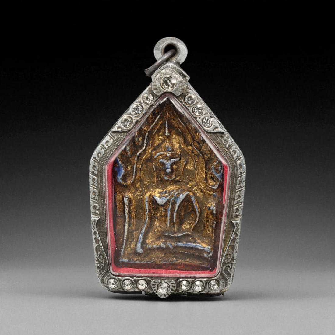 Vintage Thai Buddhist Amulet in Ornate Framed Setting, 20th Century , 7cm (1 of 2)