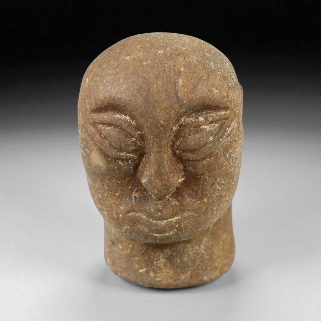 Ancient Greco-Bactrian Stone Head Amulet, c. 3rd-2nd Century BCE, 4.5cm (1 of 3)