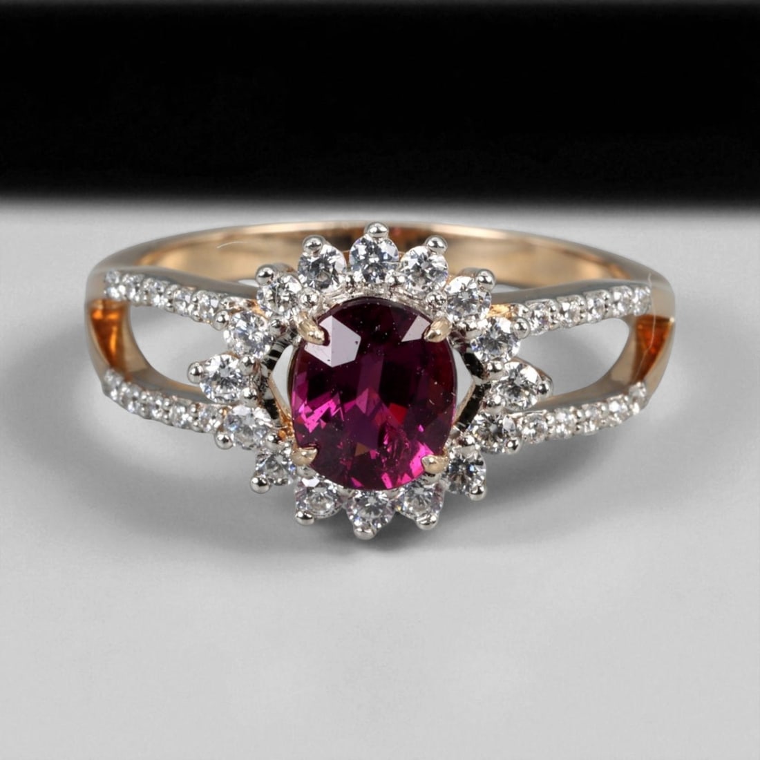 Mahenge Garnet Solar Bloom Pattern 925 Silver Ring with Natural Gemstone, 7.5 US (1 of 3)