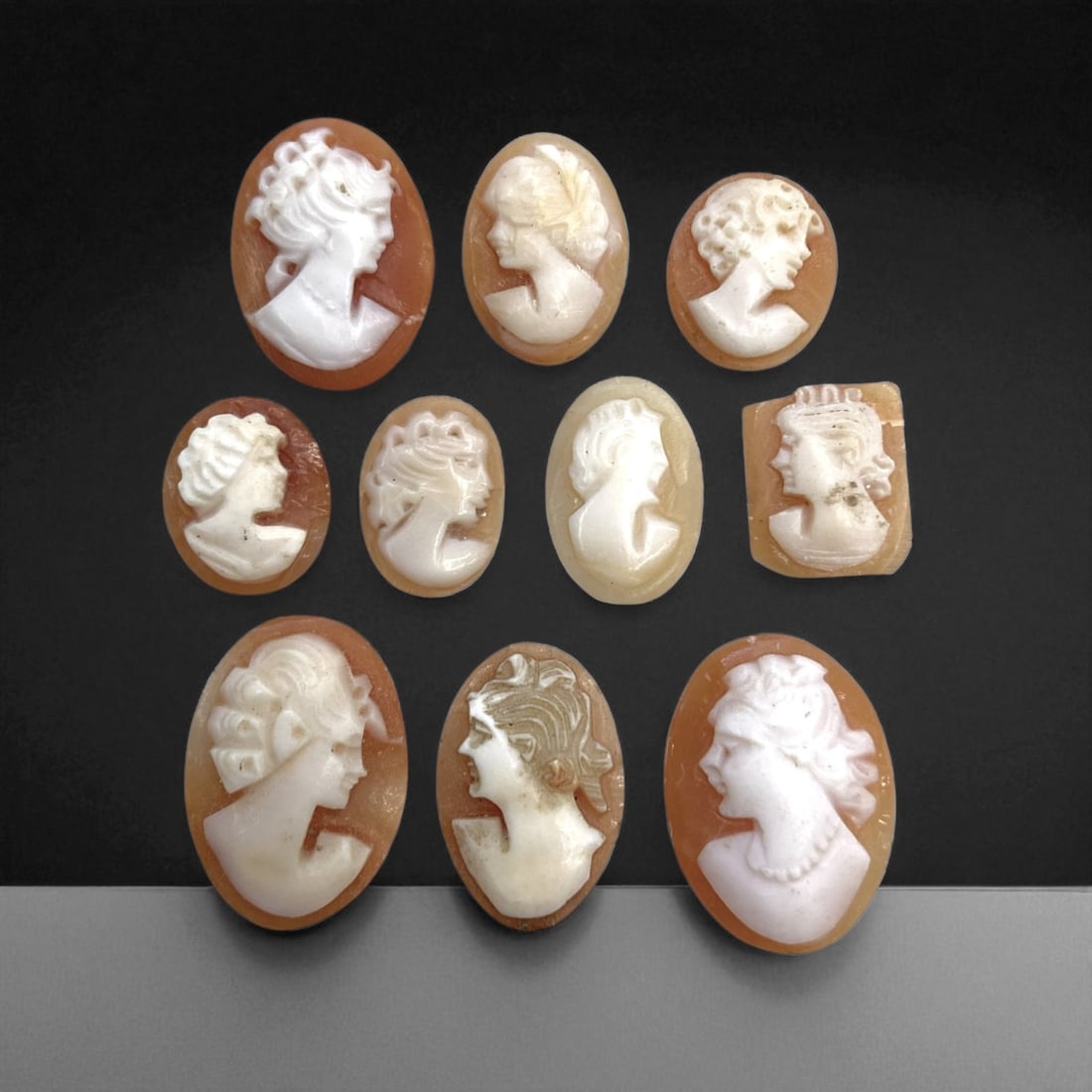Antique European Cameo Portrait Cabochons, c. 19th-Early 20th Century CE, 1-1.5cm (1 of 1)