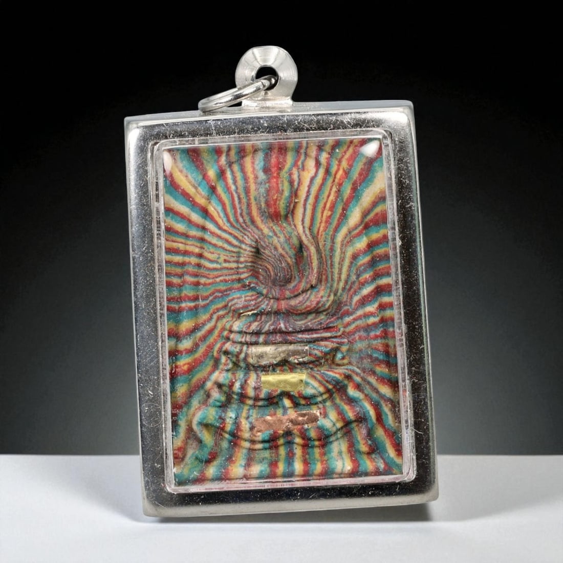 Vintage Thai Buddhist Amulet in Ornate Framed Setting, 20th Century, 5cm (1 of 2)