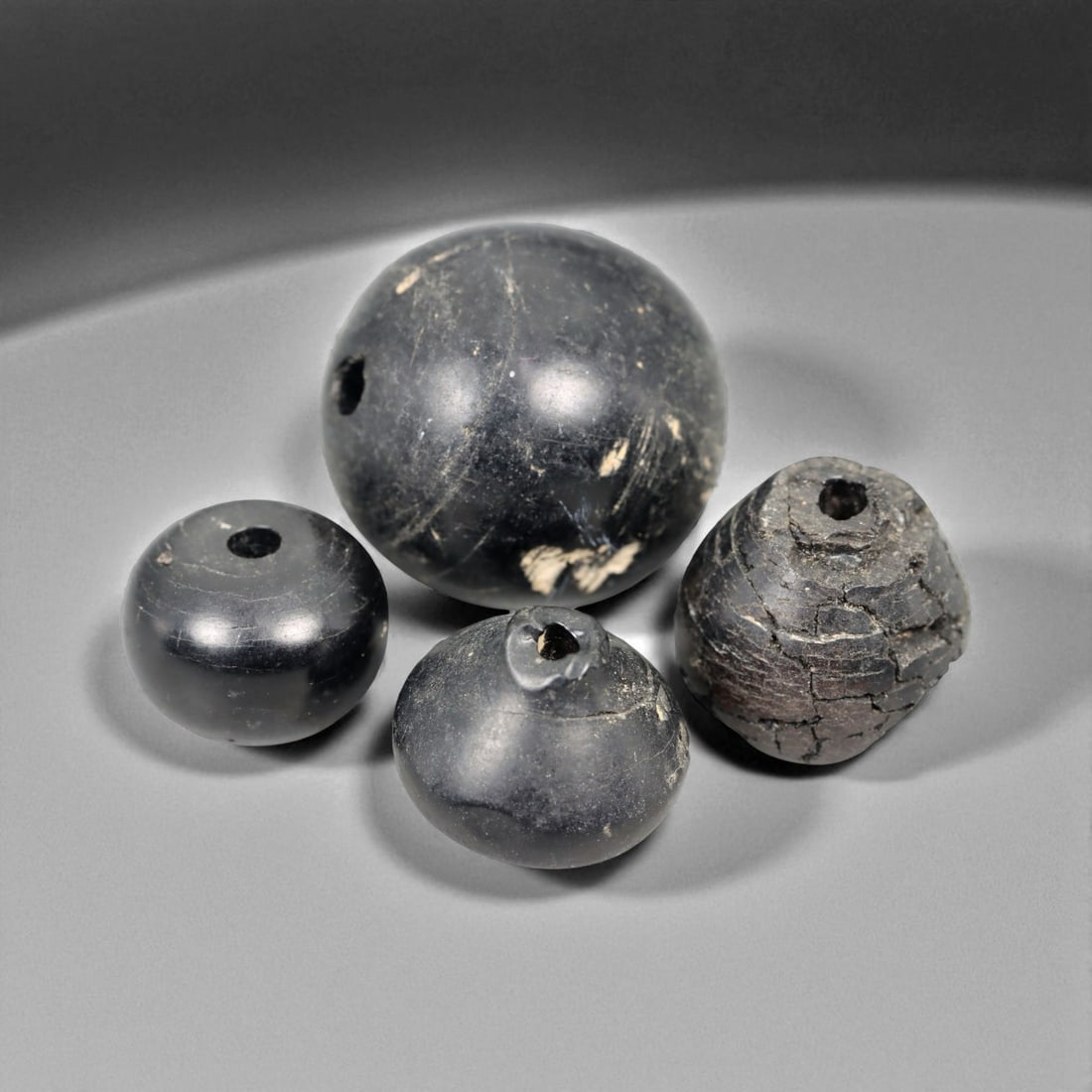 Ancient Mesopotamian Jet Spindle Whorl Collection, c. 2500-1600 BCE, 1-2.3cm, 14g (1 of 1)