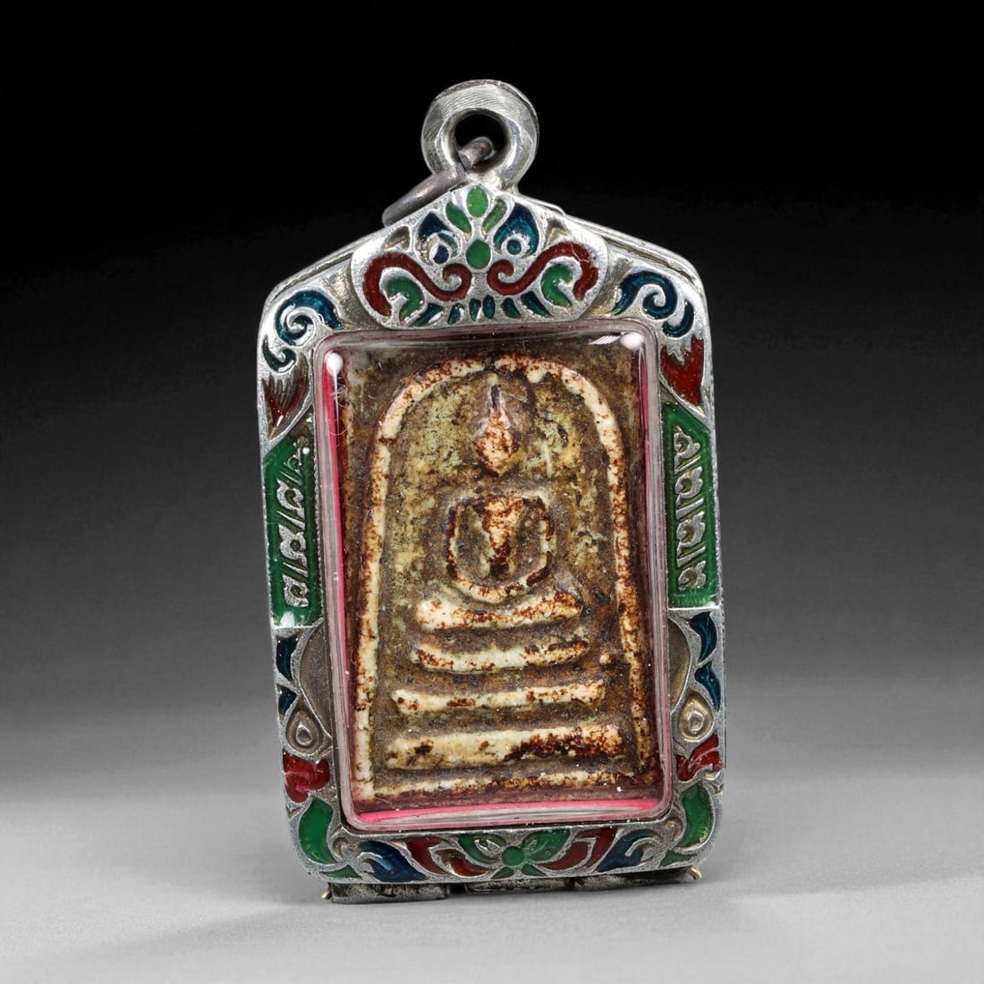 Vintage Thai Buddhist Amulet in Ornate Framed Setting, 20th Century, 6cm (1 of 2)