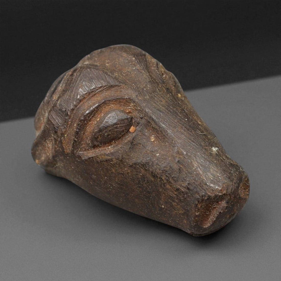 Ancient Near Eastern Ram Head Hematite Amulet Bead, c. 2nd Millennium BCE, 2.3cm, 8.9g (1 of 4)