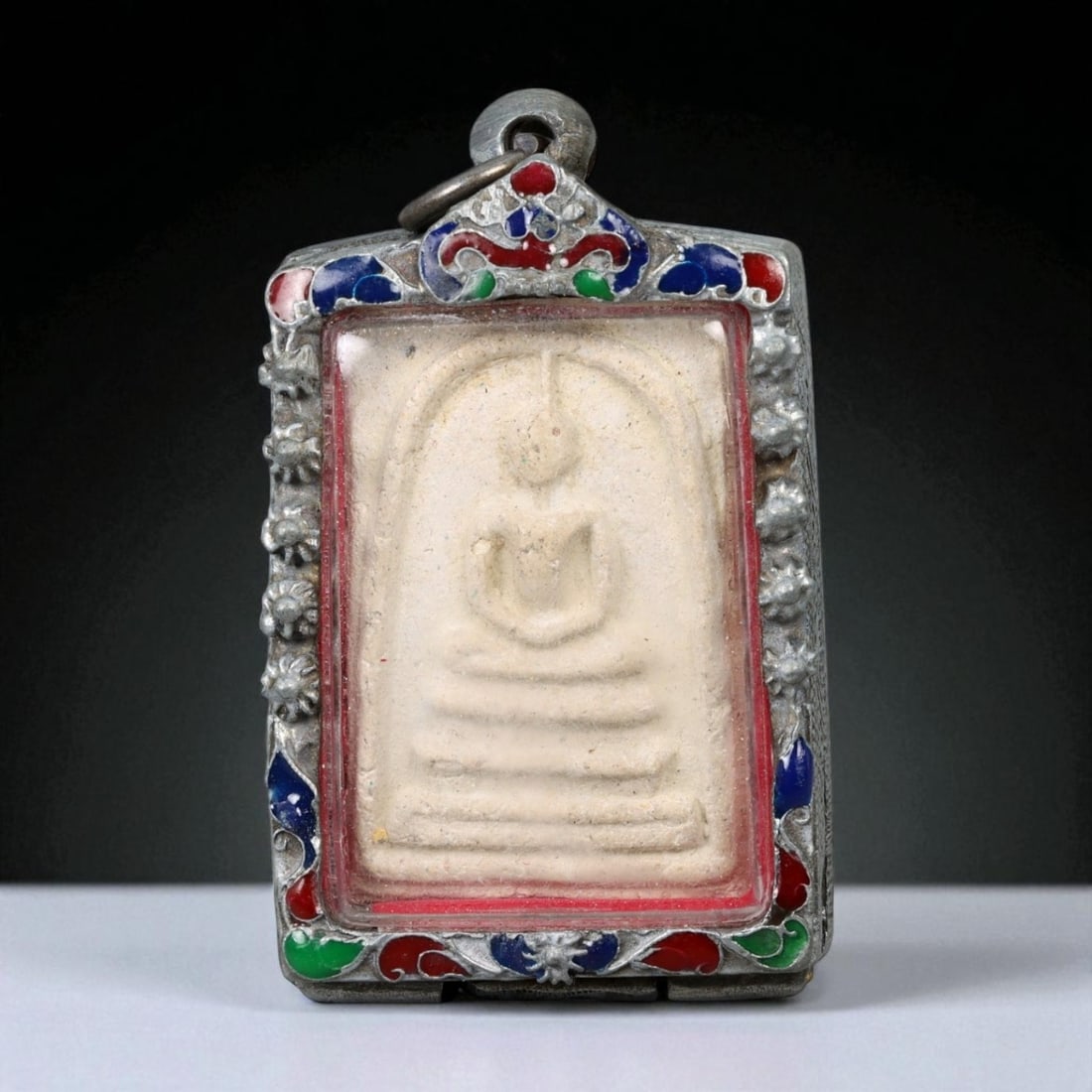 Vintage Thai Buddhist Amulet in Ornate Framed Setting, 20th Century, 6cm (1 of 2)
