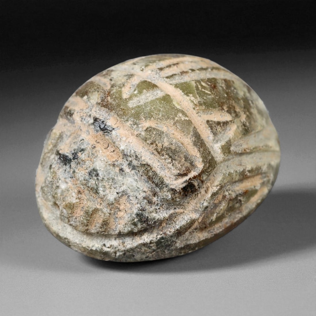 Ancient Egyptian Solar Pattern Steatite Scarab Amulet, c. 18th Dynasty, 7g (1 of 4)