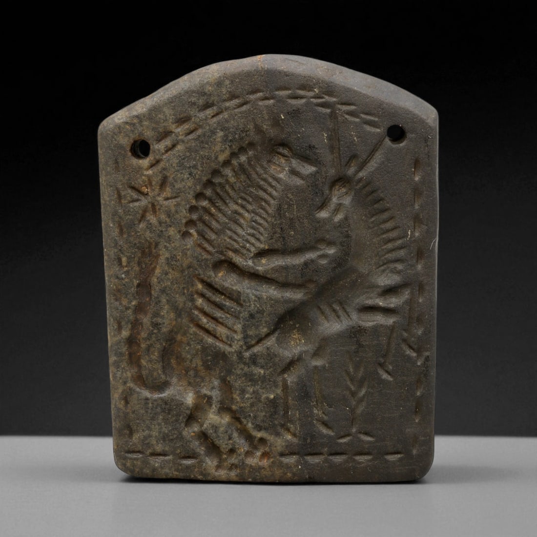 Ancient Parthian Stone Amulet Plaque with Winged Griffin, c. 1st Century BCE-1st Century CE, 8.5cm (1 of 2)
