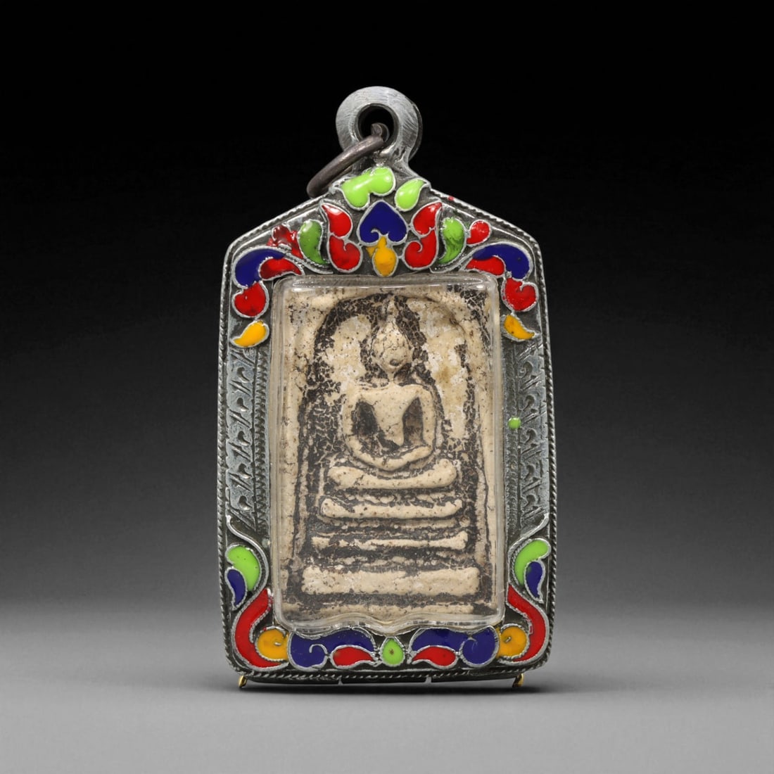 Vintage Thai Buddhist Amulet in Ornate Framed Setting, 20th Century , 6cm (1 of 2)