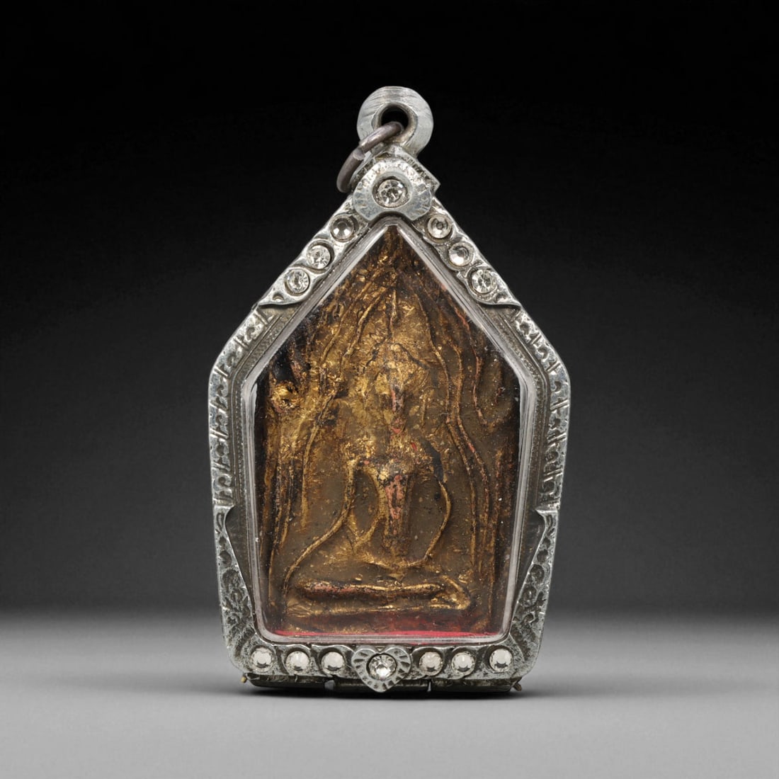 Vintage Thai Buddhist Amulet in Ornate Framed Setting, 20th Century , 7cm (1 of 2)