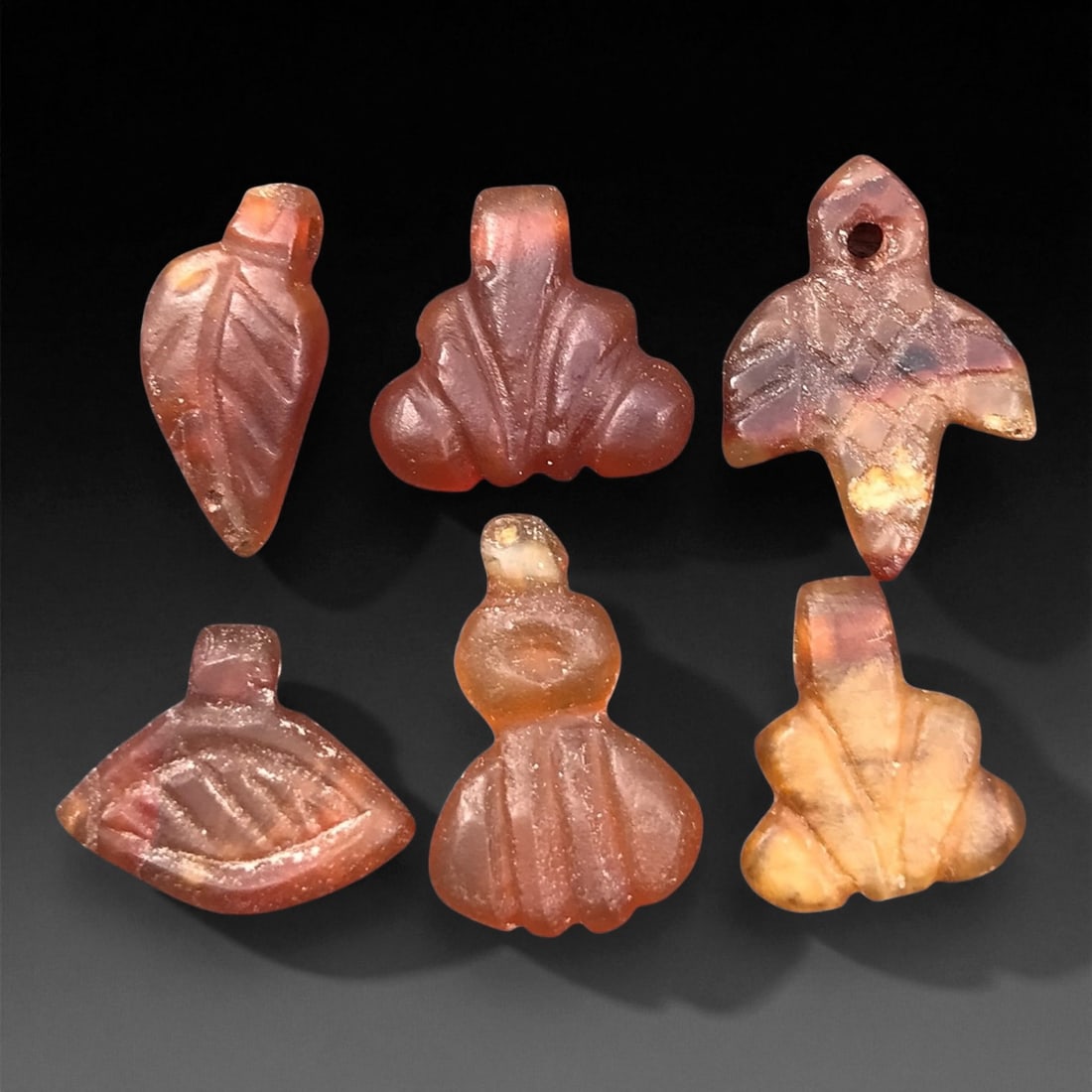 Ancient Coptic Egyptian Carnelian Amulet Collection, c. 5th-7th Century CE, 1.3-2 cm (1 of 1)